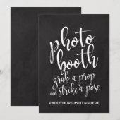 フォトブース ハッシュタグ お手頃なチョークボード サイン 招待状 (正面/裏面)