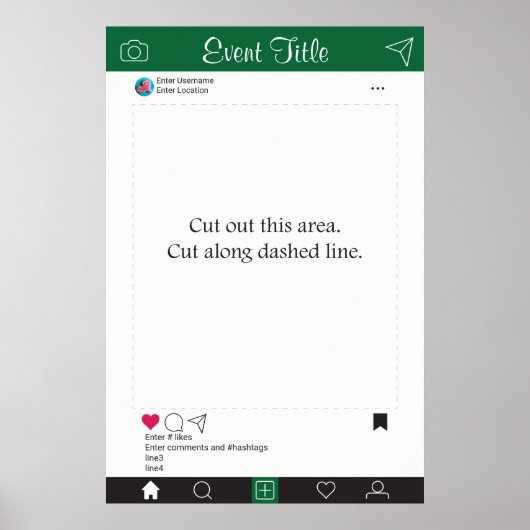 フォトブース プロップ フレーム ポスター 緑 黒 (正面)