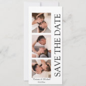 フォトブース 現代風 3枚の写真 QRコード 保存日付 招待状 (正面)