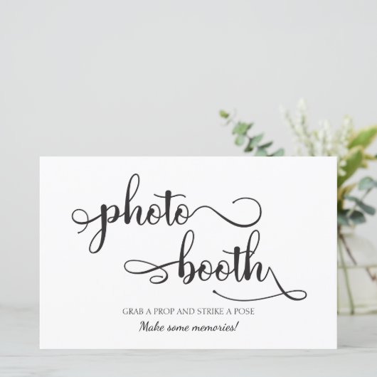 「フォトブース」白黒トレンディー結婚のサイン (スタンド正面)