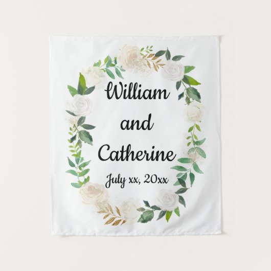 フォトブースDecor、Greeneryのバック結婚ドロップ タペストリー (正面)