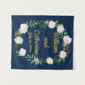 フォトブースDecor、Greeneryのバック結婚ドロップ タペストリー (正面(横))