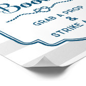 フォトブー結婚スのサインブルー航海のストライプ ポスター (角)