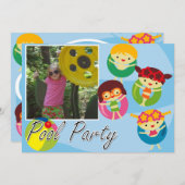 フォトプカスタマイズールパーティー水泳誕生日 招待状 (正面/裏面)