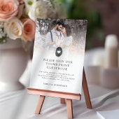 フォトプリント可能な拇印のゲストブックの看板 招待状