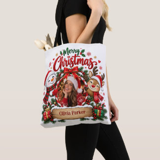 フォトプリント 名前入り クリスマス トートバッグ