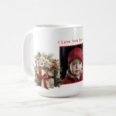 フォトプレゼントサテンリボンパインブランチ コーヒーマグカップ (正面左)