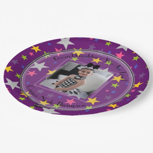 フォトプレートソフトルックスターズ誕生日プレートHAMbWG ペーパープレート (アングル)