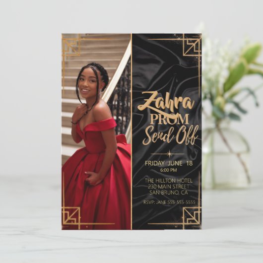 フォトプロムのパーソナライズ卒業エレガント退会 招待状 (スタンド正面)