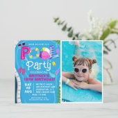 フォトプールパーティーサマガール誕生日パーティー 招待状 (スタンド正面)