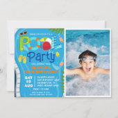 フォトプールパーティーサマーボーイ誕生日パーティー 招待状 (正面)