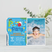 フォトプールパーティーサマーボーイ誕生日パーティー 招待状 (スタンド正面)