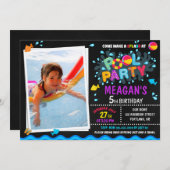 フォトプール誕生日の招待ガールプールパーティーkid 招待状 (正面/裏面)