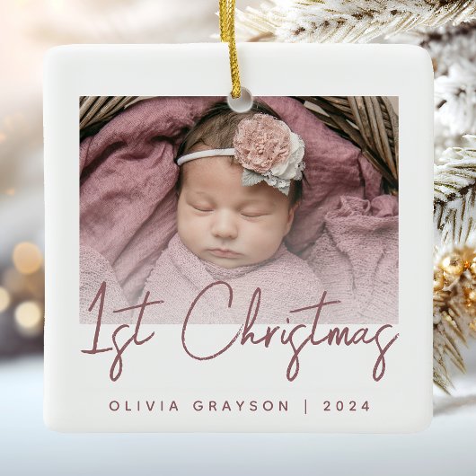 フォトベビーの初めてのクリスマスバラスクリプトセラミック セラミックオーナメント
