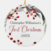 フォトベビーの初めてのクリスマス セラミックオーナメント (裏面)