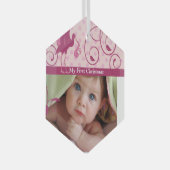 フォトベビーガールティニーティーオーナメント1stクリスマス ガラスオーナメント (正面右)