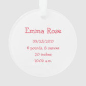 フォトベビーガールピンクベイビー初めてのクリスマス オーナメント (裏面)