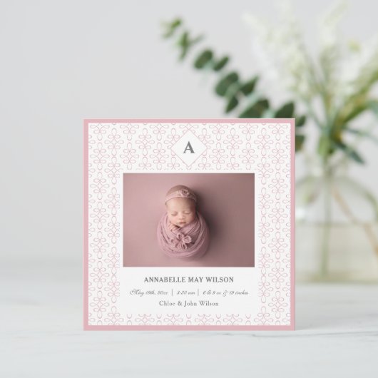 フォトベビーガール名誕生のお知らせ 案内状 (スタンド正面)