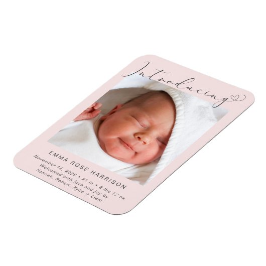 フォトベビーガール誕生のお知らせ マグネット (左側)