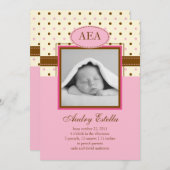 フォトベビーガール誕生のお知らせ 案内状 (正面/裏面)