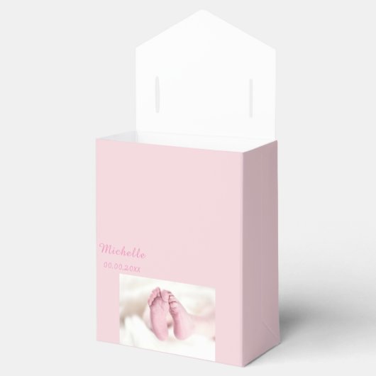 フォトベビーシャワーパーティーピンク フェイバーボックス (オープン)