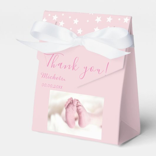 フォトベビーシャワーパーティーピンク フェイバーボックス (正面サイド)