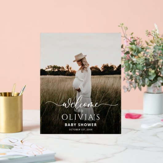 フォトベビーシャワー歓迎サインテンプレートモダン、 アクリルサイン (ウェディング)