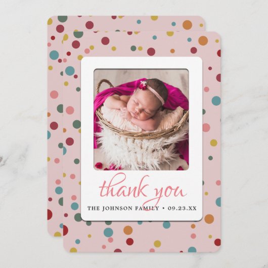 フォトベビーシャワー誕生のお知らせ サンキューカード (正面/裏面)