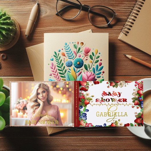 フォトベビーシャワー非常にベリー甘いイチゴかわいい ゲストブック