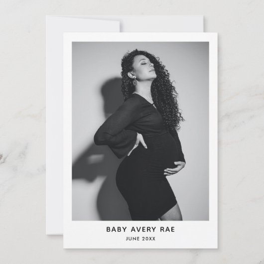 フォトベビーシンプルシャワー付き男女兼用の 招待状 (裏面)