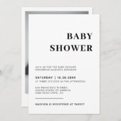 フォトベビーシンプルシャワー付き男女兼用の 招待状 (正面/裏面)