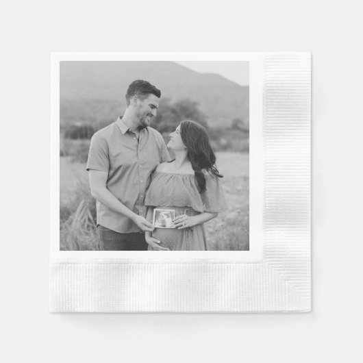 フォトベビーパーソナライズされたシャワーナプキンス 縁ありカクテルナプキン (正面)