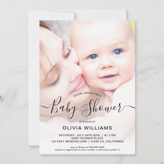 フォトベビーパーソナライズされたシャワー招待状 招待状 (正面)