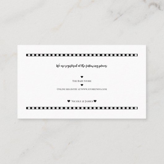 フォトベビーミニマルシャワーのレジストリの挿入 名刺 (裏面)