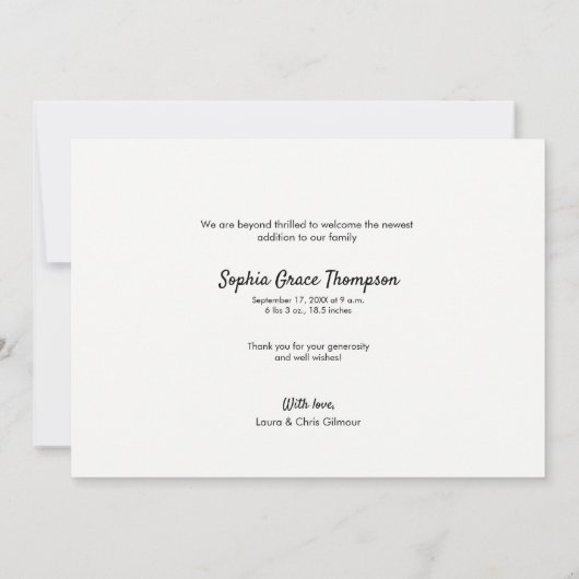 フォトベビーモダンガール感謝していユー 案内状 (裏面)