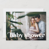 フォトベビーモダンシャワー付きタイポグラフィ 招待状 (正面)