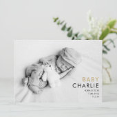 フォトベビーモダン金ゴールドラブハートエレガント誕生 カード (スタンド正面)