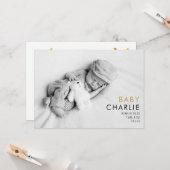 フォトベビーモダン金ゴールドラブハートエレガント誕生 カード (正面/裏面インサイチュ)