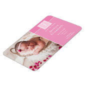 フォトベビーモダン・モノグラム・ガール・バース・アナウンス マグネット (左側)