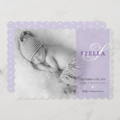 フォトベビー告知イニシャルオーバーレイパープル 案内状 (正面/裏面)