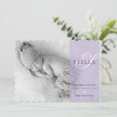 フォトベビー告知イニシャルオーバーレイパープル 案内状 (スタンド正面)