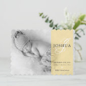 フォトベビー告知イニシャルオーバーレイ黄色 案内状 (スタンド正面)