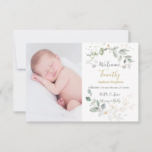 フォトベビー誕生統計情報のお知らせ サンキューカード (正面)