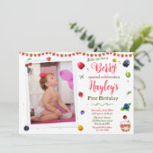 フォトベリーの誕生日の招待スウィートパーティー招待状 招待状 (スタンド正面)