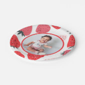 フォトベリーファーストストロベリーバースデーパーティー ペーパープレート (アングル)