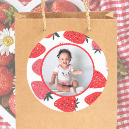 フォトベリーファーストストロベリーバースデーパーティー ラウンドシール