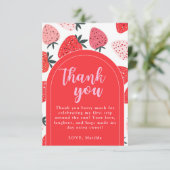 フォトベリーファースト誕生日ストロベリーレッドアーチ サンキューカード (スタンド正面)