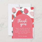 フォトベリーファースト誕生日1stストロベリーアーチ サンキューカード (正面)