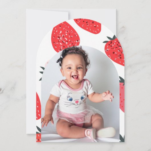 フォトベリーファースト誕生日1stストロベリーアーチ 招待状 (裏面)