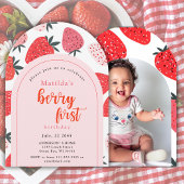 フォトベリーファースト誕生日1stストロベリーアーチ 招待状